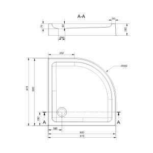 Brodzik Cersanit Tako półokrągły narożny 90 cm x 90 cm (S204-004) 2