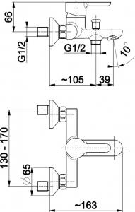 Bateria wannowa KFA Granat ścienne chrom (5524-010-00) 2