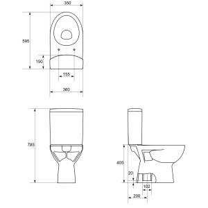 Zestaw kompaktowy WC Cersanit Parva 59.5 cm cm biały (K27-004) 2