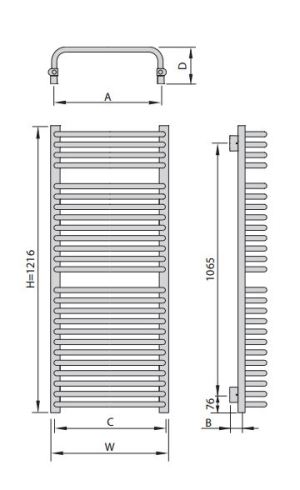 Grzejnik łazienkowy ENIX Aster A 50 cmx120 cmcm biały (A0005001216014010000) 4