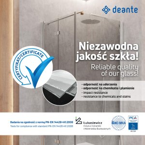 Deante Kabina Funkia 80cm kwadratowa szkło szkło szronione profil chrom (KYC 642K) 4
