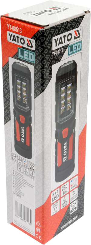 Yato Latarka diodowa warsztatowa 8+1 LED 2w1 magnetyczna 3xAA (YT-08513) 5