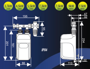 Przepływowy podgrzewacz wody Dafi POZ03137 9 kW 0.6 MPa (921101) 3