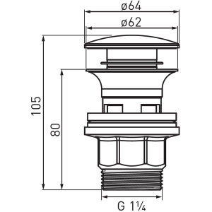 Ferro Korek automatyczny klik-klak 5/4" duży chrom (S287PP-B) 3