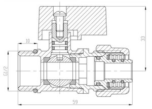 Invena Kurek kulowy MINI z dławikiem ze złączką pex GZ½" x 16mm x 2mm - ZK-57-C15 3