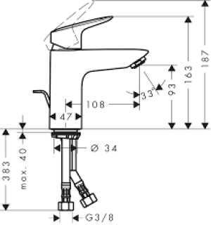 Bateria umywalkowa Hansgrohe Logis stojąca chrom (71100000) 2