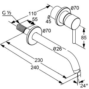 Bateria umywalkowa Kludi Bozz podtynkowa chrom (382450576) 2