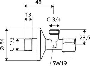 Schell Zawór kątowy Comfort 1/2"x3/4"  (033000699) 2