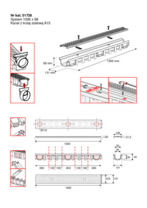 Maxpol System 1000x98mm kanał z kratą stalową A15 2