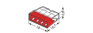 Wago Złączka Compact 4-przewodowa transparentna / czerwona (2273-204) 2