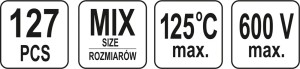 Yato Zestaw koszulek termokurczliwych 127szt. mix czarne (YT-06866) 4