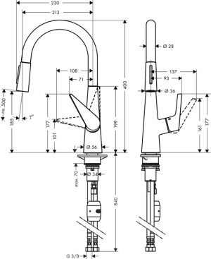Bateria kuchenna Hansgrohe Talis S stojąca chrom (72813000) 2