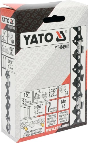 Yato Łańcuch tnący 15" 64 ogniw dopił 0,325" pół dłuto (YT-84941) 2
