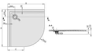 Brodzik Sanplast Space Mineral półokrągły narożny 90 cm x 90 cm (645-290-0430-01-000) 4