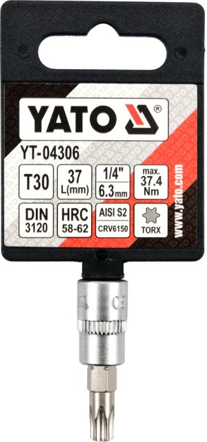 Yato Nasadka trzpieniowa Torx z otworem 1/4" T30 x 37mm (YT-04306) 3