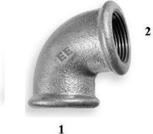 Odlewnia Zawiercie Kolano zwężkowe 90° 2 x 3/2" ocynk 2