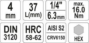 Yato Nasadka trzpieniowa imbusowa hex 1/4" H4 x 37mm (YT-04371) 4