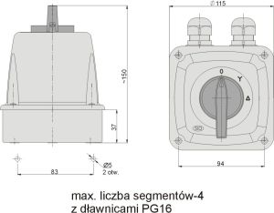 Elektromet Łącznik krzywkowy gwiazda-trójkąt 3P 40A IP44 Łuk 40-23 w obudowie (924013) 2
