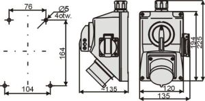 Elektromet Zestaw C32-48.1N przełącznik L-0-P + wtyk 32A IP44 (974028) 2