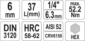 Yato Nasadka trzpieniowa imbusowa hex 1/4" H6 x 37mm (YT-04373) 4