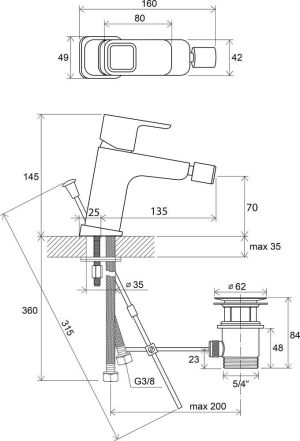 Bateria bidetowa Ravak 10° stojąca chrom (X070067) 2