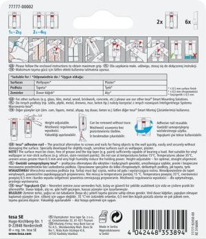 Tesa Gwoździe samoprzylepne regulowane do tapet i tynku do 2kg 2szt. (H7777702) 19