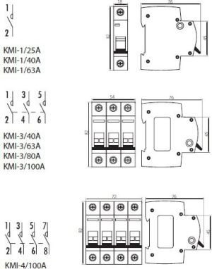 Kanlux Rozłącznik modułowy 63A 1P KMI-1/63A (23236) 2