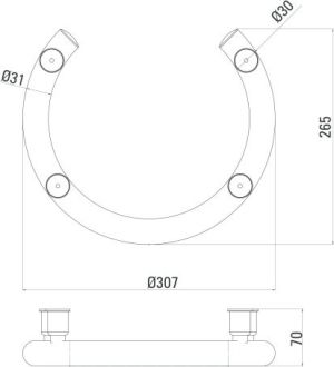 Deante Uchwyt łukowy Vital 30 cm chrom (NIV 041G) 3