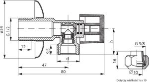 Perfexim Zawór kątowy z motylkiem 1/2"x3/4"  (02-200-1520-000) 2