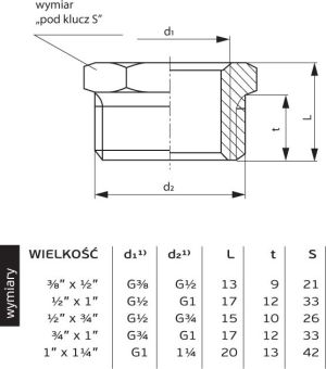 Perfexim Redukcja mosiężna GW - GZ 1/2 x 3/8" (07-210-1510-000) 2