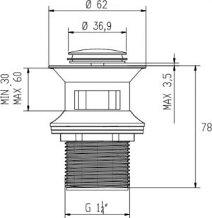 Invena Korek automatyczny klik-klak 5/4" mały chrom (SC-B1-027) 2