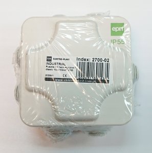 Elektro-Plast INDUSTRIAL Puszka hermetyczna n/t 102x102x47 z 7 dławnicami IP55 szara o podwyższonej odporności na UV 2700-02 - 2700-02 3