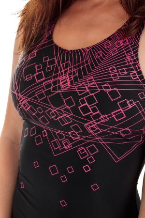 AquaWave Strój Kąpielowy Qarakuma Wmns Geometric Print/ Black/raspberry Sorbet r. L 9
