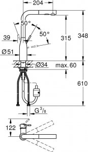 Bateria kuchenna Grohe Grohe Essence New GROHE ESSENCE NEW BATERIA KUCHENNA Z WYCIĄGANĄ WYLEWKĄ KOLOR SUNRISE SUNRISE 2