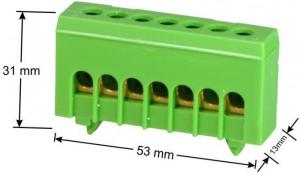 Simet Zacisk przyłącz na TS35 izolowany ochronny PE 7-polowy 7 x 16mm2 zielony 870S-7FS (89821005) 2