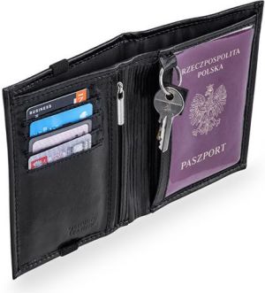 Solier Czarne skórzane portfel etui na paszport SOLIER AMAYA 4