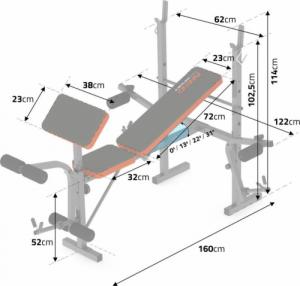 Ławeczka do ćwiczeń pod sztangę + modlitewnik NS-200 czarno-czerwona 12