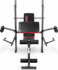 Ławeczka do ćwiczeń pod sztangę + modlitewnik NS-200 czarno-czerwona 2