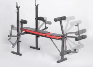 Ławeczka do ćwiczeń pod sztangę + modlitewnik NS-200 czarno-czerwona 4