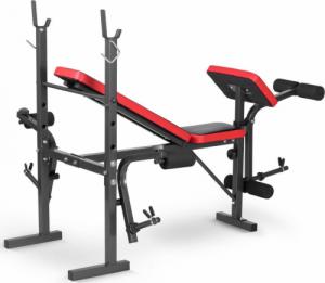 Ławeczka do ćwiczeń pod sztangę + modlitewnik NS-200 czarno-czerwona 9