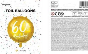Party Deco Balon foliowy 60th Birthday, złoty, 45 cm uniwersalny 2