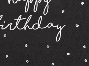 Party Deco Serwetki papierowe, Happy Birthday, czarne, 33x33 cm., 20 szt. uniwersalny 2