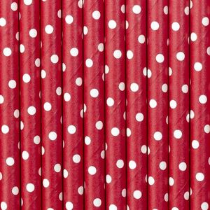 Party Deco Słomki papierowe do picia w kropki, czerwone, 19,5cm, 10 szt. uniwersalny 2