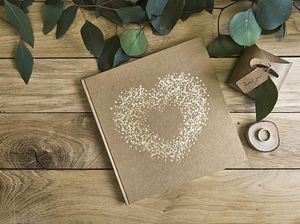 Party Deco Księga Gości, papier kraft ze złotym sercem, 20,5x20,5cm, 22 kartki uniwersalny 3