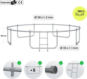 Trampolina ogrodowa Zipro Jump Pro Premium z siatką wewnętrzną 12FT 374cm 3