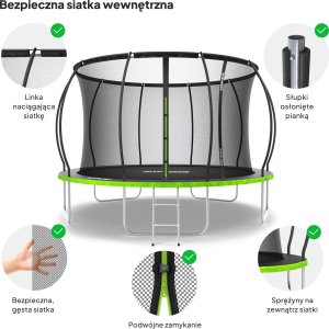 Trampolina ogrodowa Zipro Jump Pro Premium z siatką wewnętrzną 12FT 374cm 4