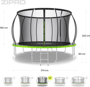 Trampolina ogrodowa Zipro Jump Pro Premium z siatką wewnętrzną 12FT 374cm 8