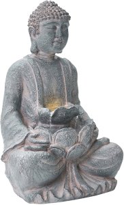 Beliani Fontanna ogrodowa LED URLANTE Budda Szary 5