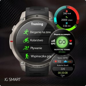 Smartwatch JG Smart SMARTWATCH MĘSKI ZEGAREK WODOODPORNY GPS MAPY ROZMOWY MENU PL AMOLED 500mAh 7