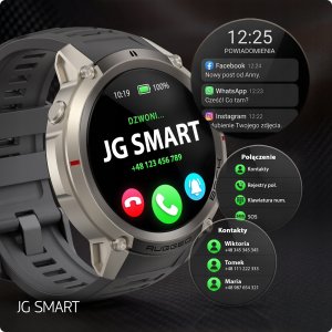 Smartwatch JG Smart SMARTWATCH MĘSKI ZEGAREK WODOODPORNY GPS MAPY ROZMOWY MENU PL AMOLED 500mAh 8